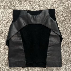 Neil Barrett Black Wool And Leather Mini Skirt
